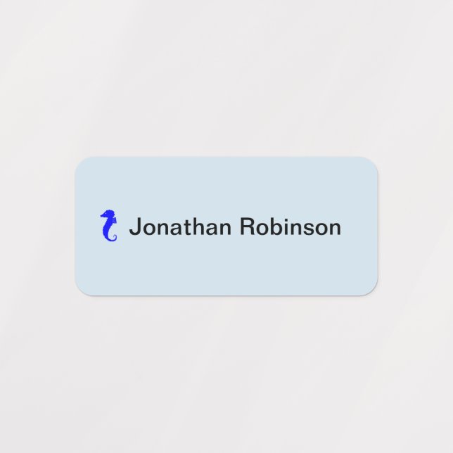 Étiquette WaterProof - Hippocampe et nom X 4 (Design 1)