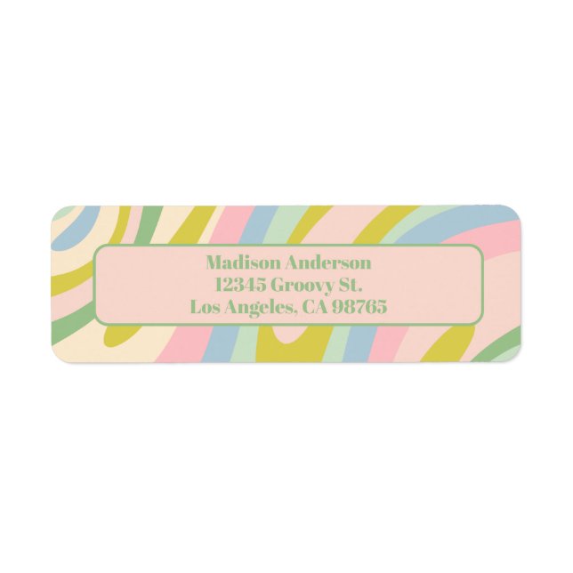 Étiquette Wavy Loops Pastel Motif Abstrait (Devant)