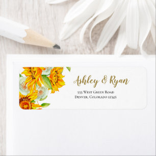 Étiquette Wedding Address Labels Sunflower Watercolor