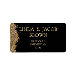 Étiquette Wedding Anniversary Gold Faux Glitter Address