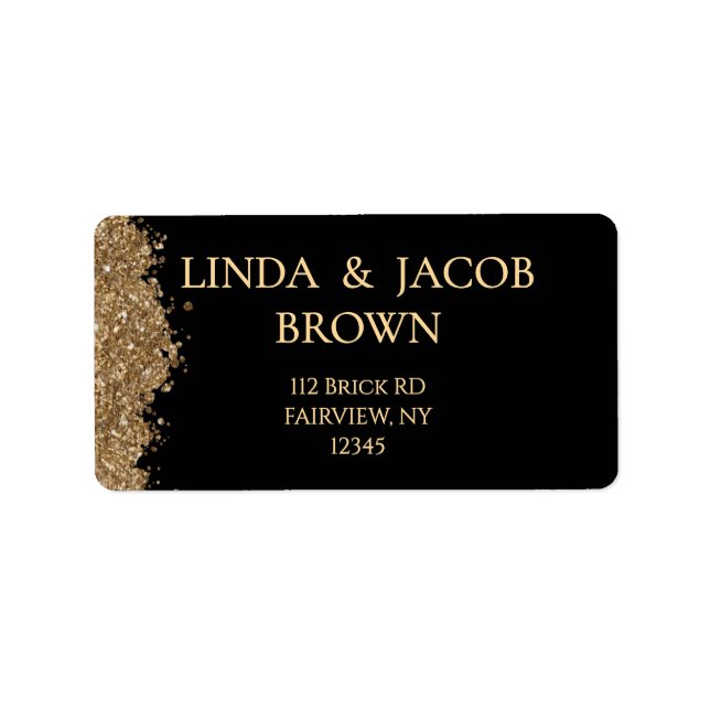 Étiquette Wedding Anniversary Gold Faux Glitter Address  (Devant)