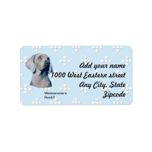 Étiquette Weimaraner - bleu avec la conception blanche de