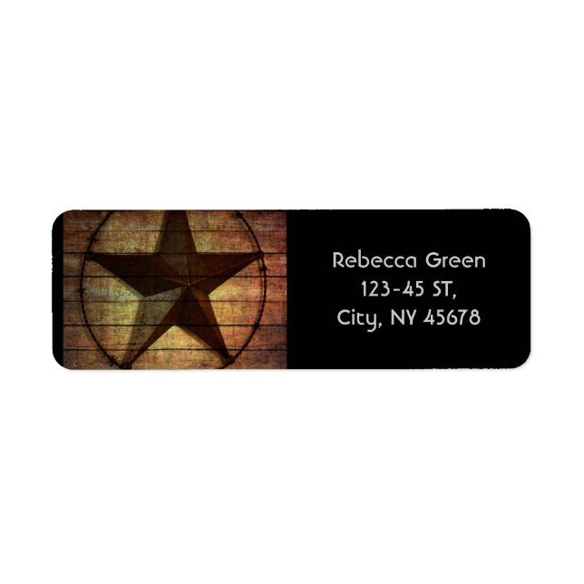 Étiquette Western Country Primitive Grange Wood Texas Star (Devant)