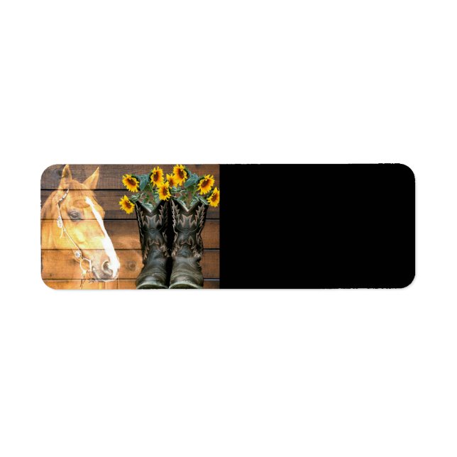 Étiquette Western Horse Cowboy Boots Sunflower Barre de tour (Devant)