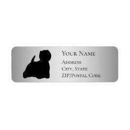 Étiquette Westie Silhouette Adresse de retour