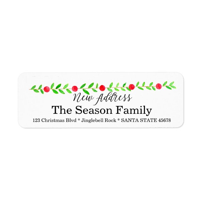 Étiquette We've Moved/New Address , watercolor Christmas (Devant)