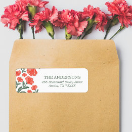 Étiquette Whimsical Elegant Sage Green Floral Return Address