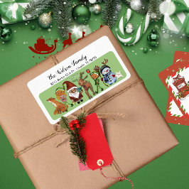 Étiquette Whimsical Full Cast Santa Gang Christmas Address