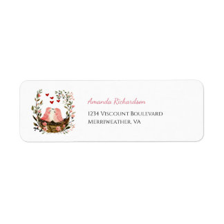 Étiquette Whimsical Lovebirds Return Address Label