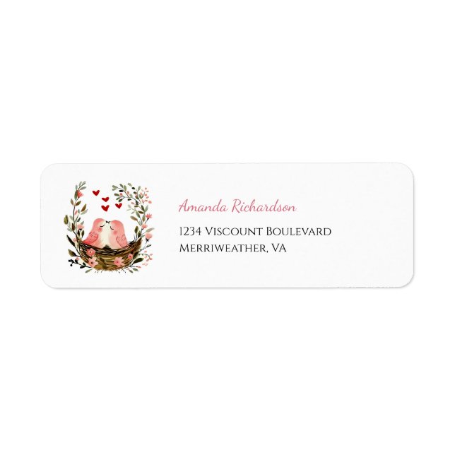 Étiquette Whimsical Lovebirds Return Address Label (Devant)
