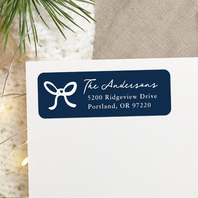 Étiquette Whimsical Main-Draw Navy Adresse de retour (Créateur téléchargé)