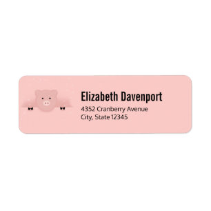 Étiquette Whimsical pink pig cute Farm Animal