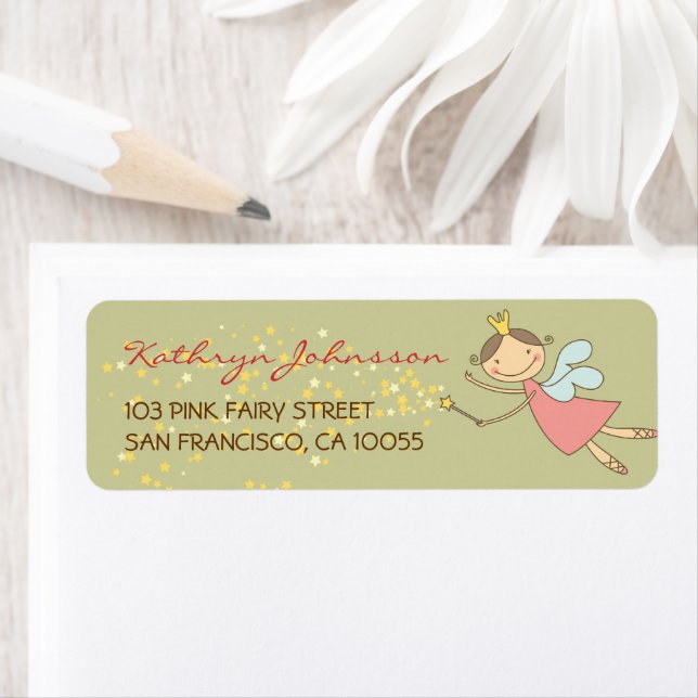 Étiquette Whimsical Rose Fairy Princess Baby shower Adresse (En situation)