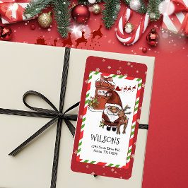 Étiquette Whimsical Santa Reindeer Christmas Return Address