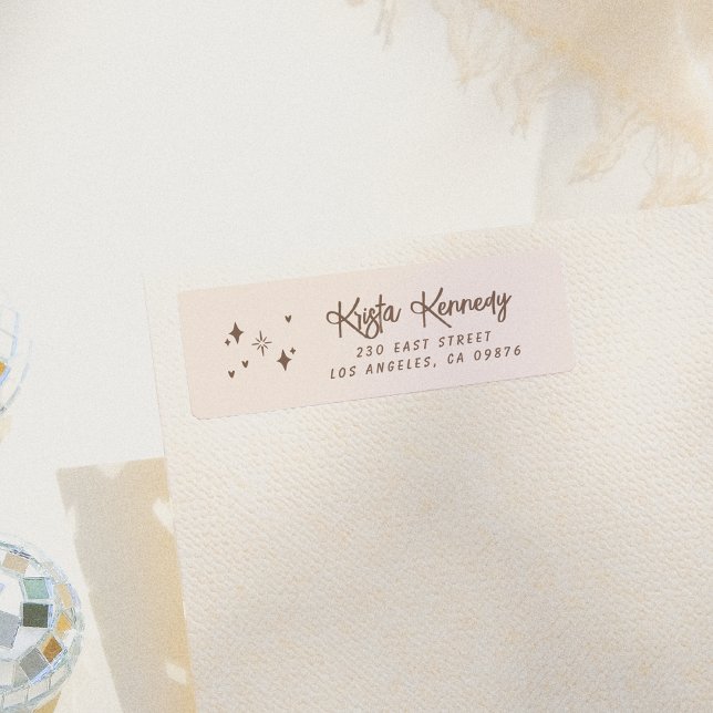 Étiquette Whimsical Sparkles & Hearts Adresse de retour (Créateur téléchargé)