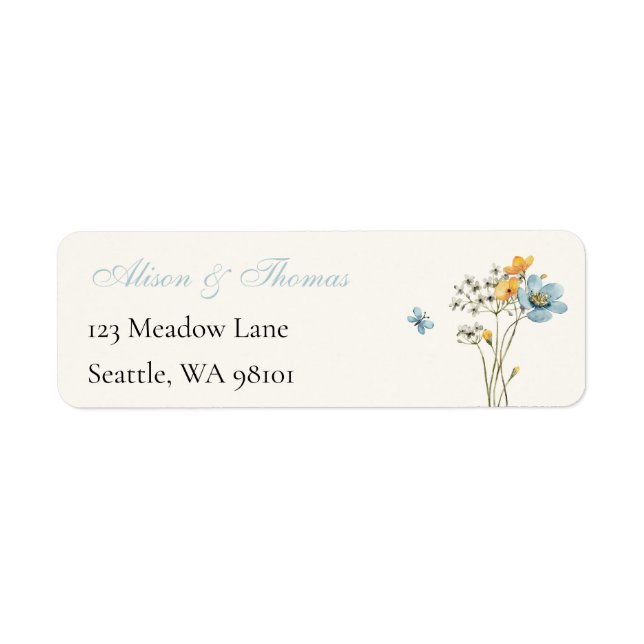 Étiquette Whimsical Wildflowers Meadow Wedding  Label (Devant)