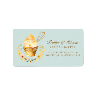 Étiquette Whisk d'or & Cupcake, boulangerie Chef traiteur
