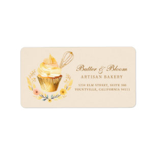 Étiquette Whisk d'or & Cupcake, boulangerie Chef traiteur