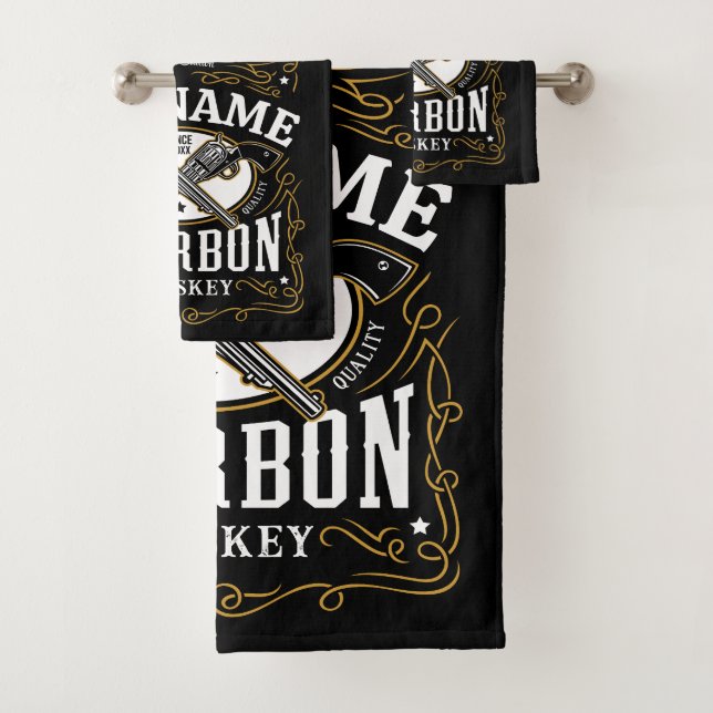 Étiquette Whiskey personnalisé Bourbon Vintage Gun (En situation)