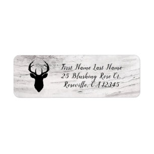 Étiquette White Birch Rustic Country Farmhouse Deer Antlers