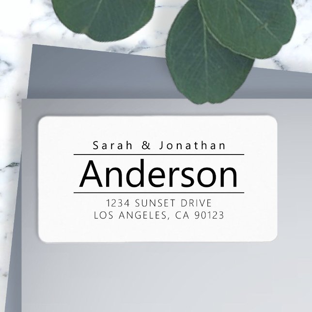 Étiquette White & Black Bold Modern Return Adresse (Créateur téléchargé)