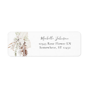 Étiquette White Boho Floral Adresse de retour Label 3