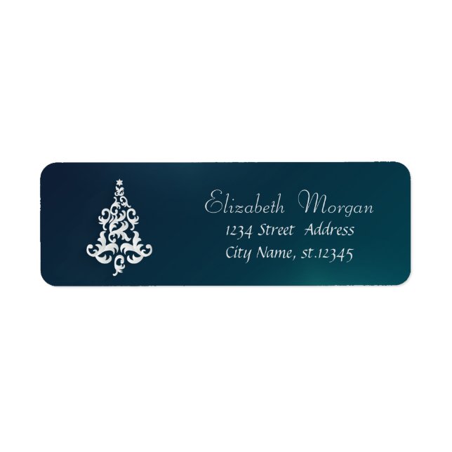 Étiquette White Christmas Tree Green Holiday, Noël (Devant)