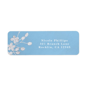 Étiquette White Floral Branch Blue Bridal Shower Invitation