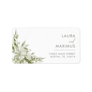Étiquette White Floral Greenery Wedding Return Address