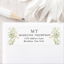 Étiquette White Floral Wildflower Classic Monogram Address