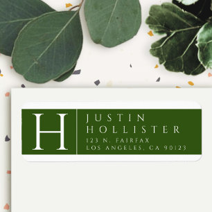 Étiquette White & Forest Green   Classy Return Address Label