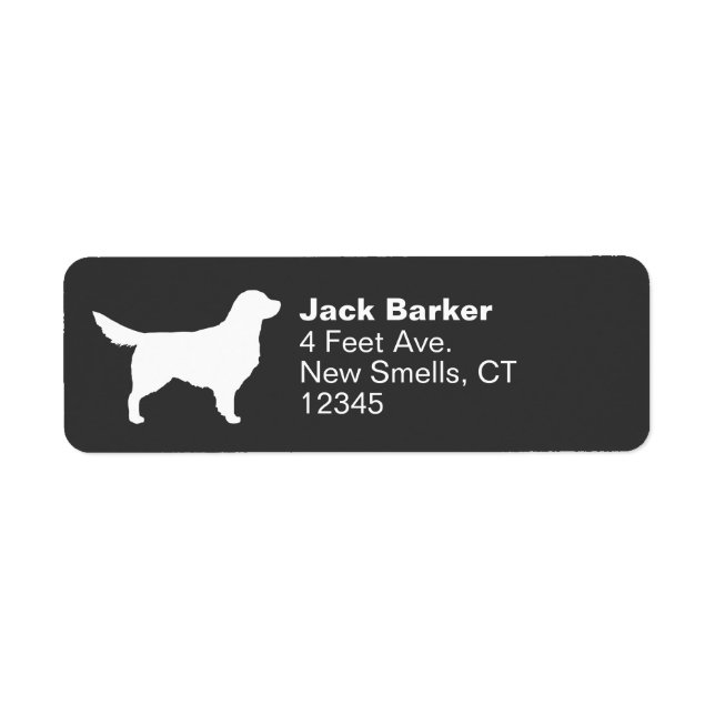 Étiquette White Golden Retriever Dog Silhouette Adresse (Devant)