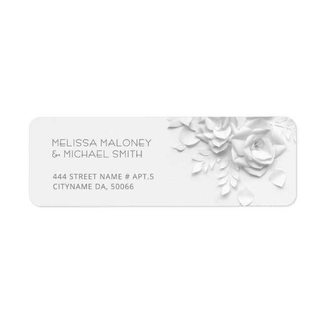 Étiquette White Paper Cut Roses Minimalist  Wedding (Devant)