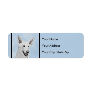 Étiquette White Shepherd Painting - Cute Original Dog Art