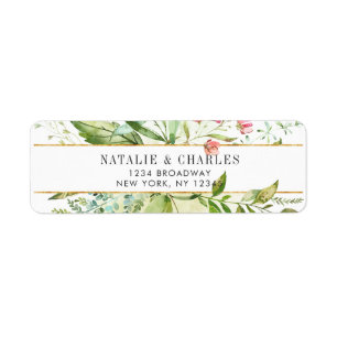 Étiquette Wild Floral Green Folid Adresse de retour