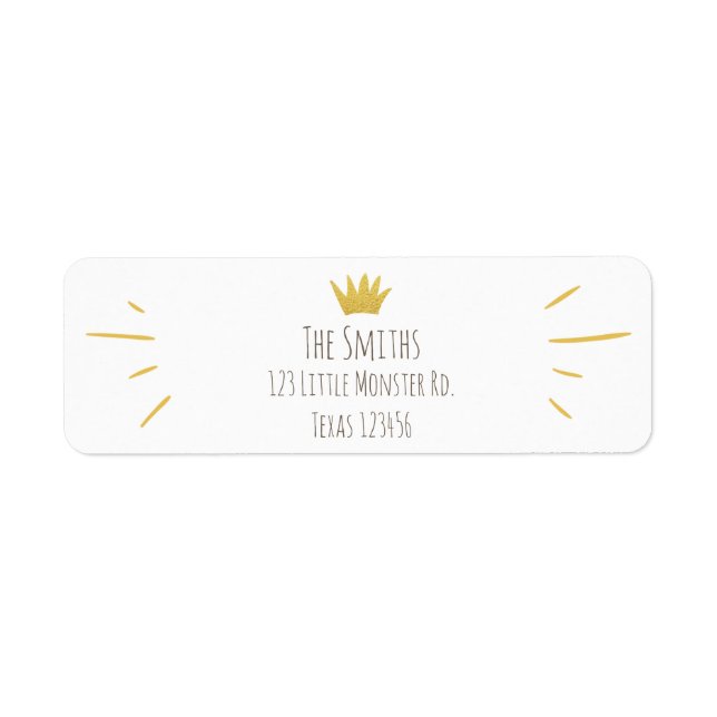 Étiquette Wild Things Gold Crown Adresse de retour Label Boy (Devant)