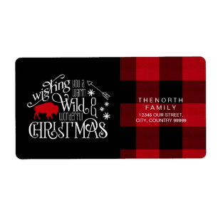 Étiquette Wild Wonderful Christmas Red & Black Buffalo ID604