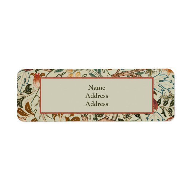 Étiquette William Morris Acanthus Broderie Motif Floral (Devant)