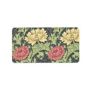 Étiquette William Morris Chrysanthemum Vintage Floral Art