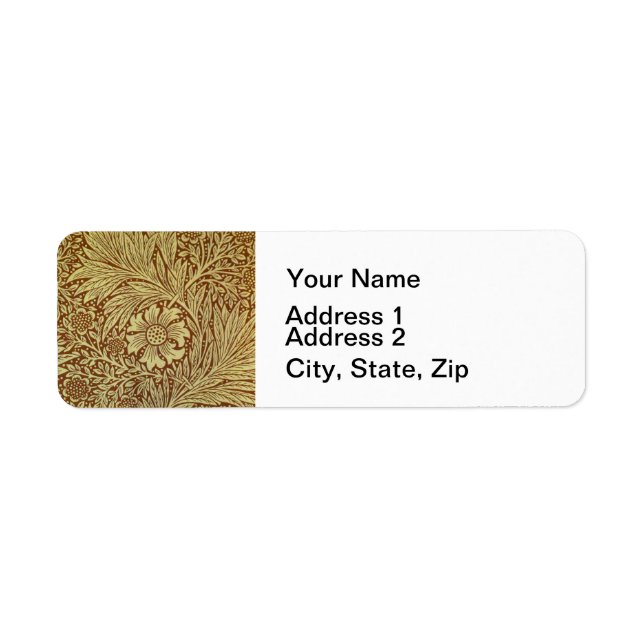 Étiquette William Morris Marigold Motif de fleurs antiques (Devant)