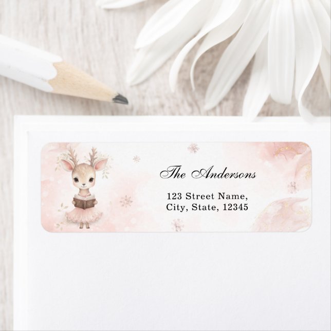 Étiquette Winter Baby Girl Baby shower Retour Adresse (En situation)
