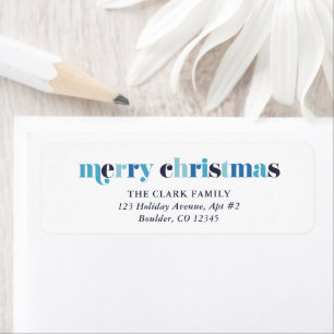Étiquette Winter Blues Letters "Joyeux Noël"