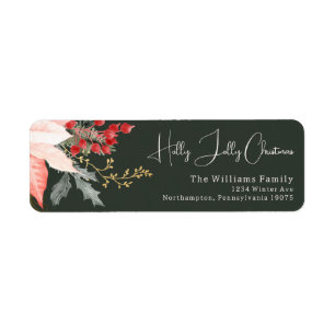 Étiquette Winter Floral Holly Jolly Christmas Retour Adresse