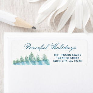 Étiquette Winter Forest Watercolor Script Christmas Adresse