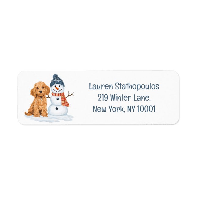 Étiquette Winter Goldendoodle Dog Cute Snowman (Devant)