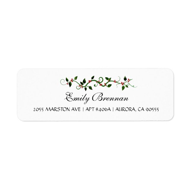 Étiquette Winter Holiday Mariage Holly Berry Adresse de reto (Devant)