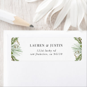 Étiquette Winter Pine Forest Green Return Adresse Label