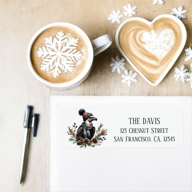 Étiquette Winter Vibes California Condor - Adresse de retour (Créateur téléchargé)