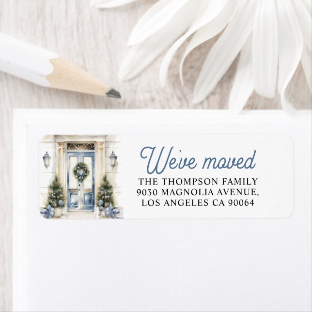 Étiquette Winter White Christmas We've Moved Holiday Moving (En situation)