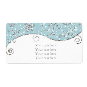 Étiquette Winter Wonderland Blue Silver Swirl Elegant Party